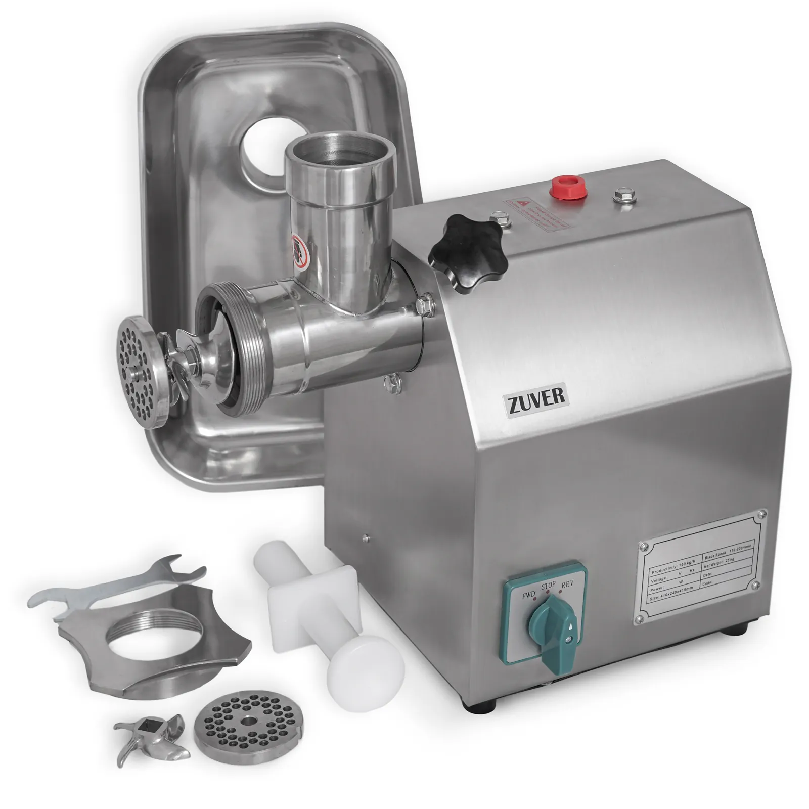 Мясорубка профессиональная ZUVER Grinder LUX 850W Reverse мотор медный горловина из нержавеющей стали 2