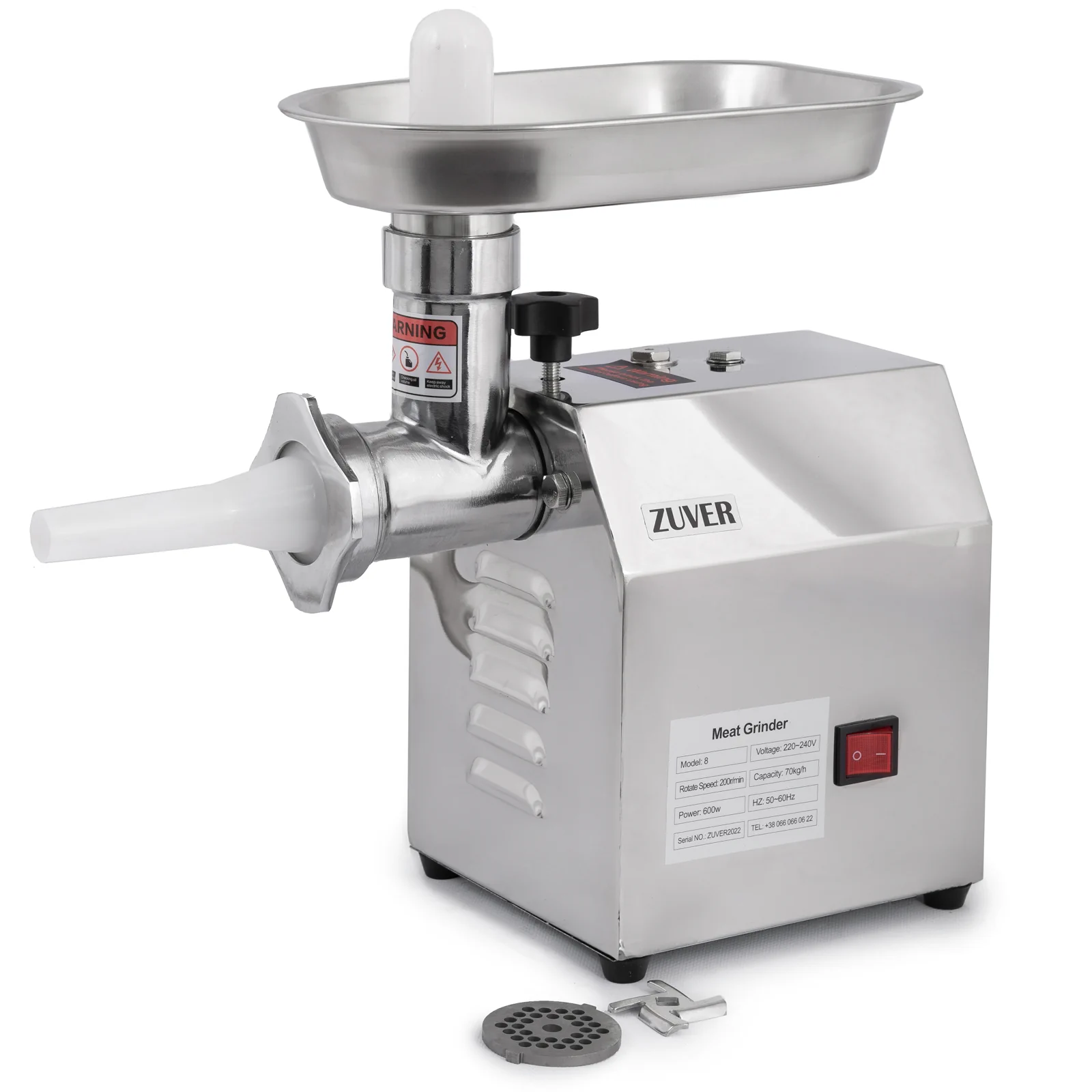 Мясорубка профессиональная ZUVER Grinder Profi Budget 600W мотор алюминий горловина из стали 0