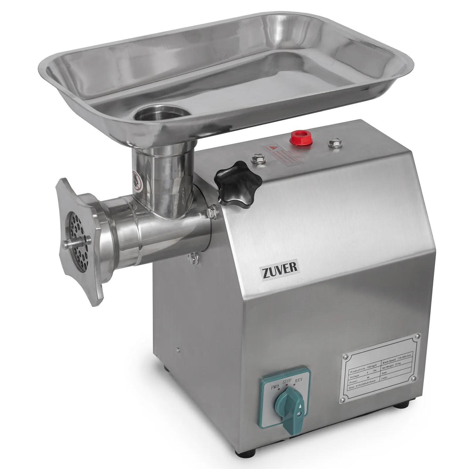 Мясорубка профессиональная ZUVER Grinder LUX 850W Reverse мотор медный горловина из нержавеющей стали 0
