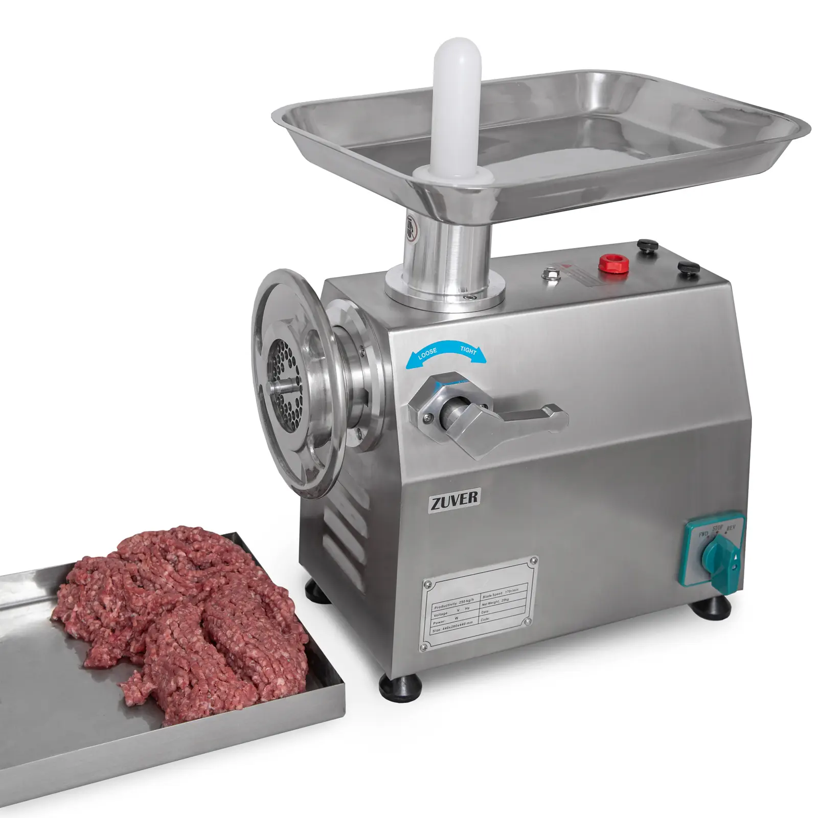 Мясорубка промышленная ZUVER Grinder LUX 1100W Reverse мотор медный горловина из нержавеющей стали 0