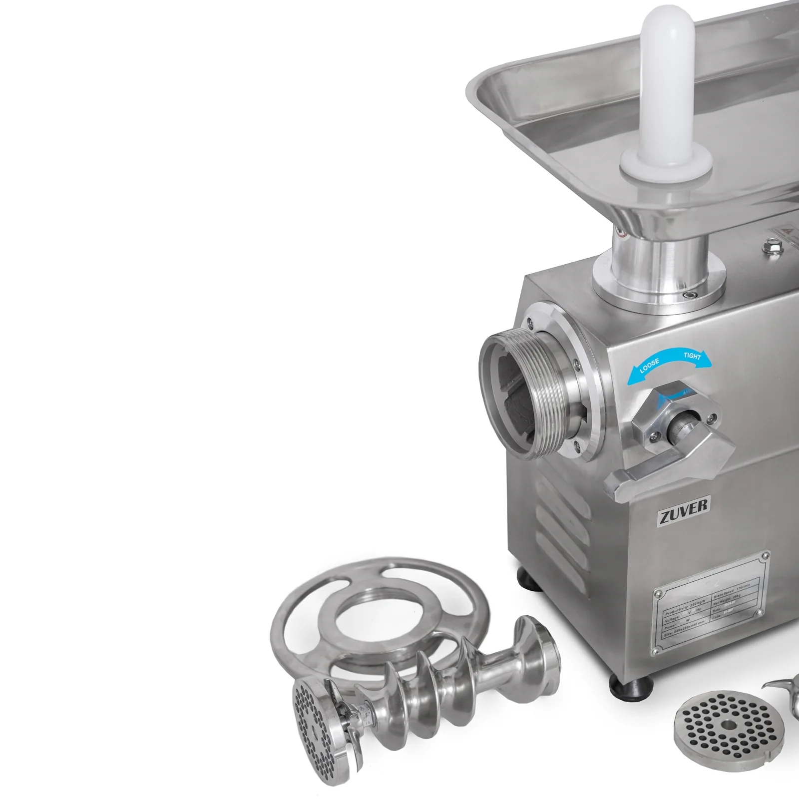 Мясорубка промышленная ZUVER Grinder LUX 1100W Reverse мотор медный горловина из нержавеющей стали 5