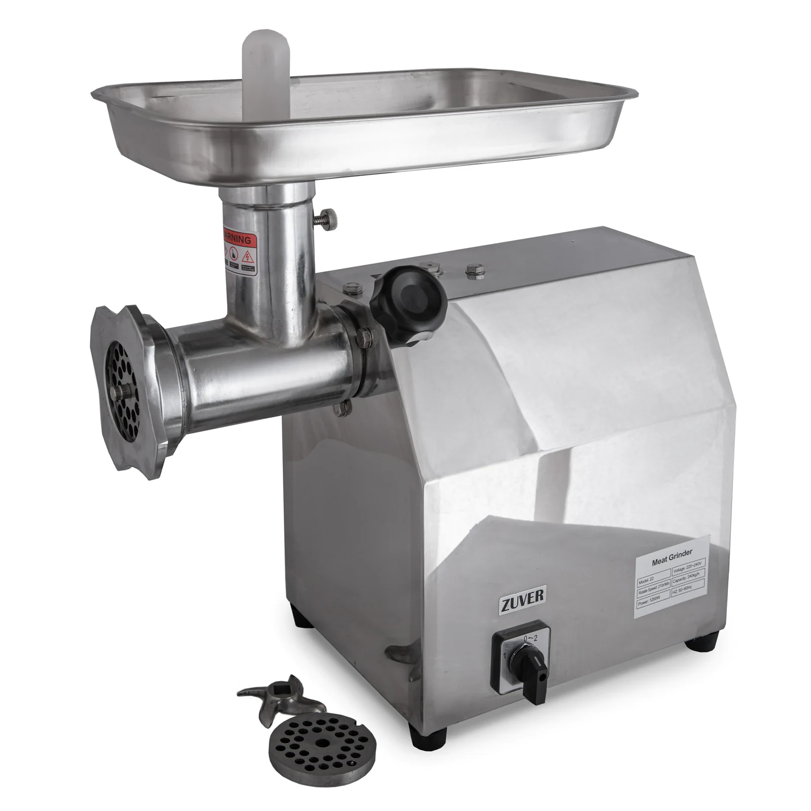 М'ясорубка промислова ZUVER Grinder Profi 1100W мотор алюміній горловина з сталі 0