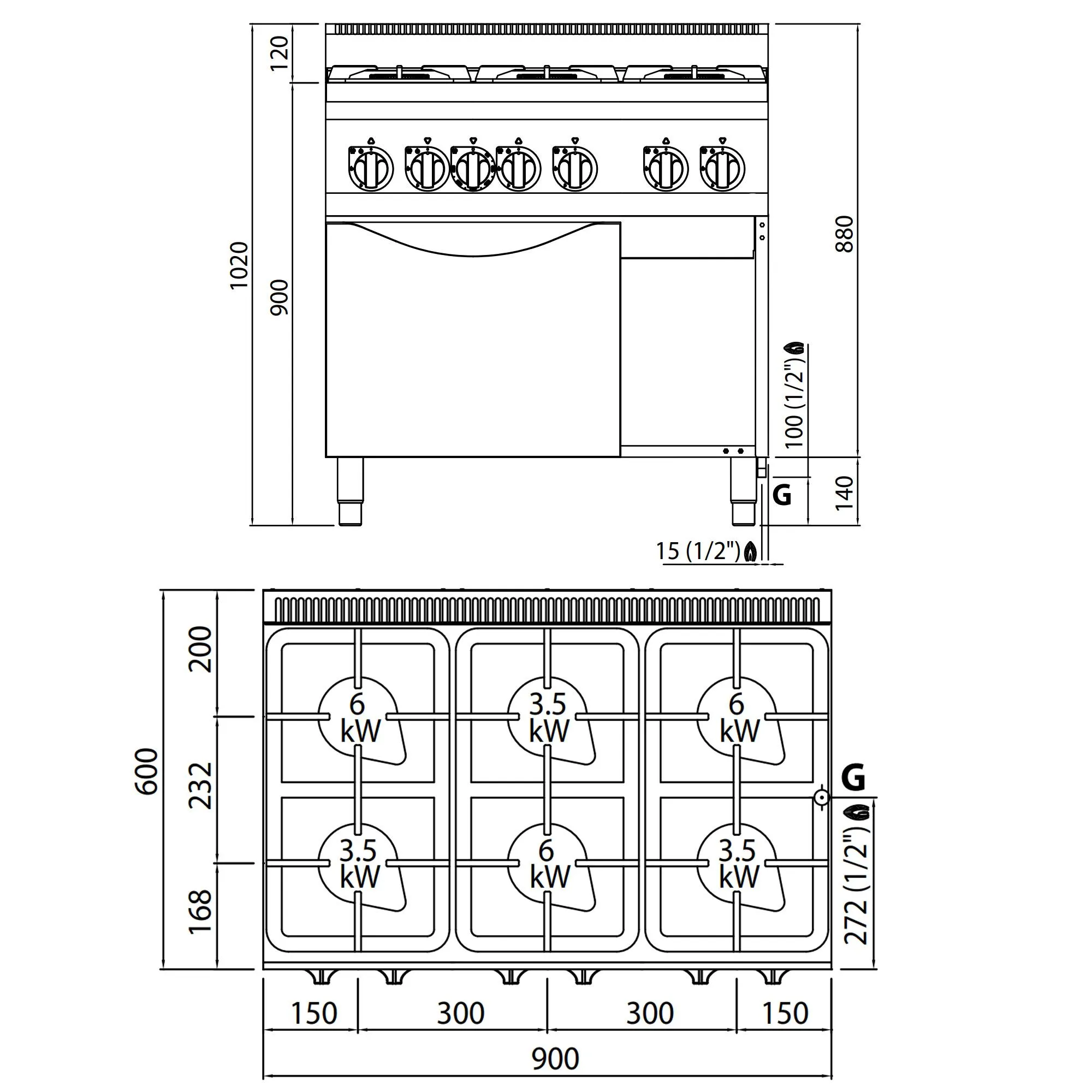 Напольная плита газовая GGM-Gastro GHB969P GB4 2