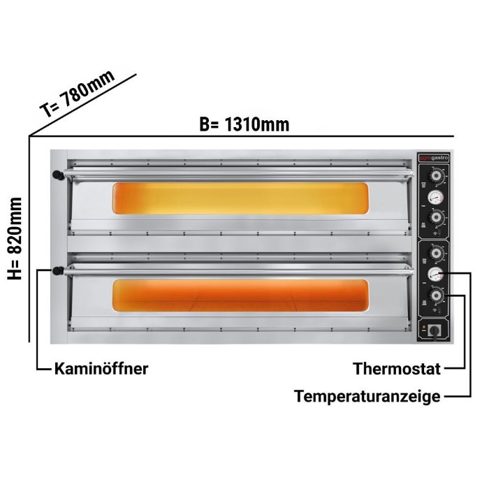 Піч для піци з шамотним каменем - 6+6 x 30 см GGM Gastro PDI30B-V 0