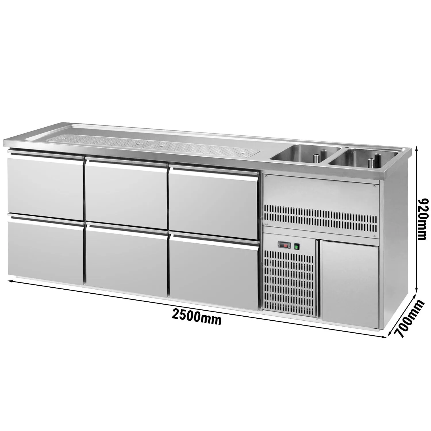 Пивний прилавок 2,5 x 0,7 м-з 6 висувними секціями 1/2 GGM Gastro BRA257N#3#SBA1212 0