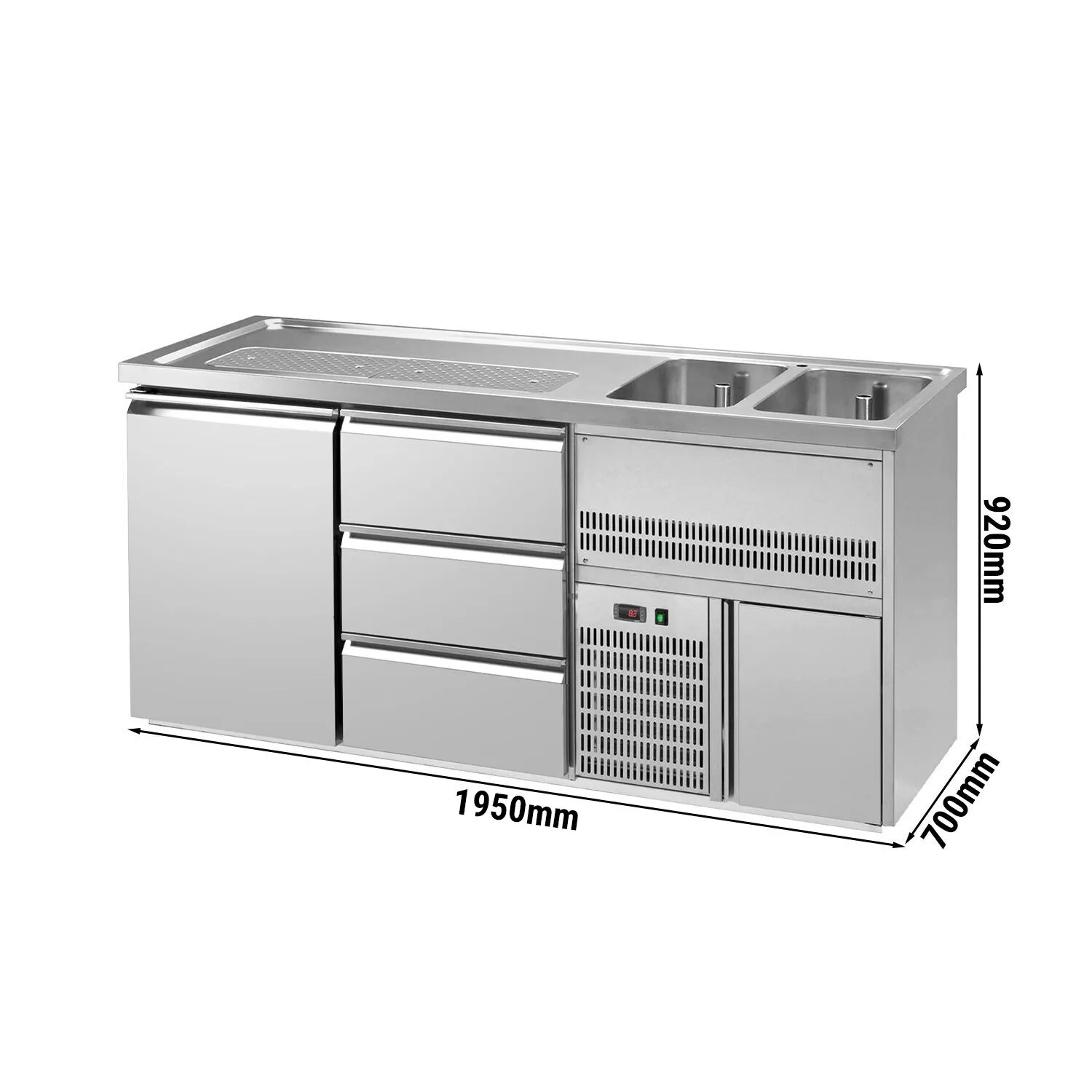 Пивний прилавок 1,95 x 0,7 м - з 1 дверцятами з 3 висувними секціями 1/3 GGM Gastro BRA207N#ETA#SBA1313 0