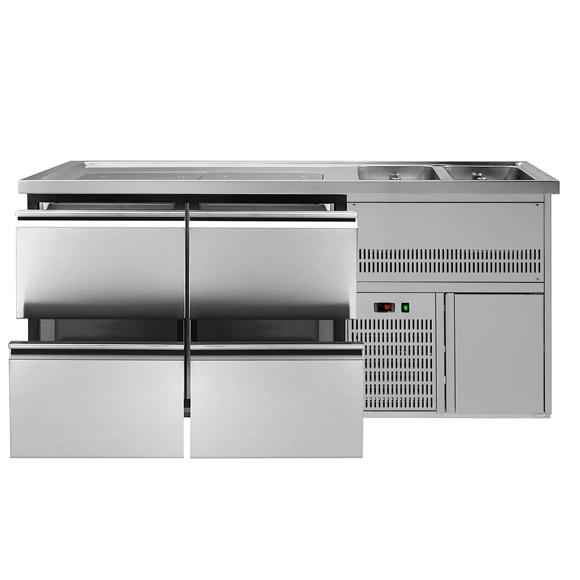 Пивной прилавок 1,95 x 0,7 м - с 4 выдвижными секциями 1/2 GGM Gastro BRA207N#2#SBA1212 0