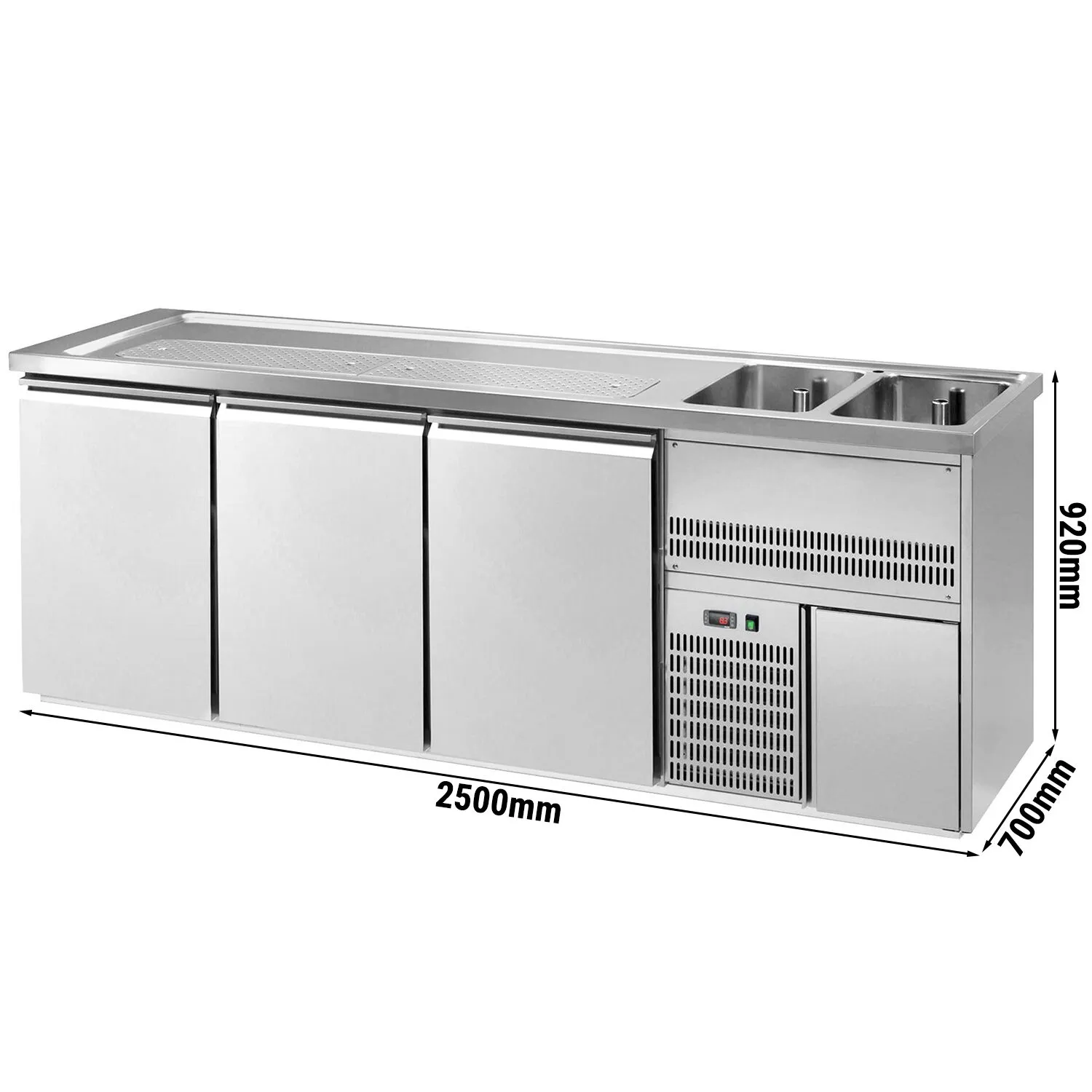 Пивной прилавок 2,5 x 0,7 м-с 3 дверцами GGM Gastro BRA257N#3#ETA 0