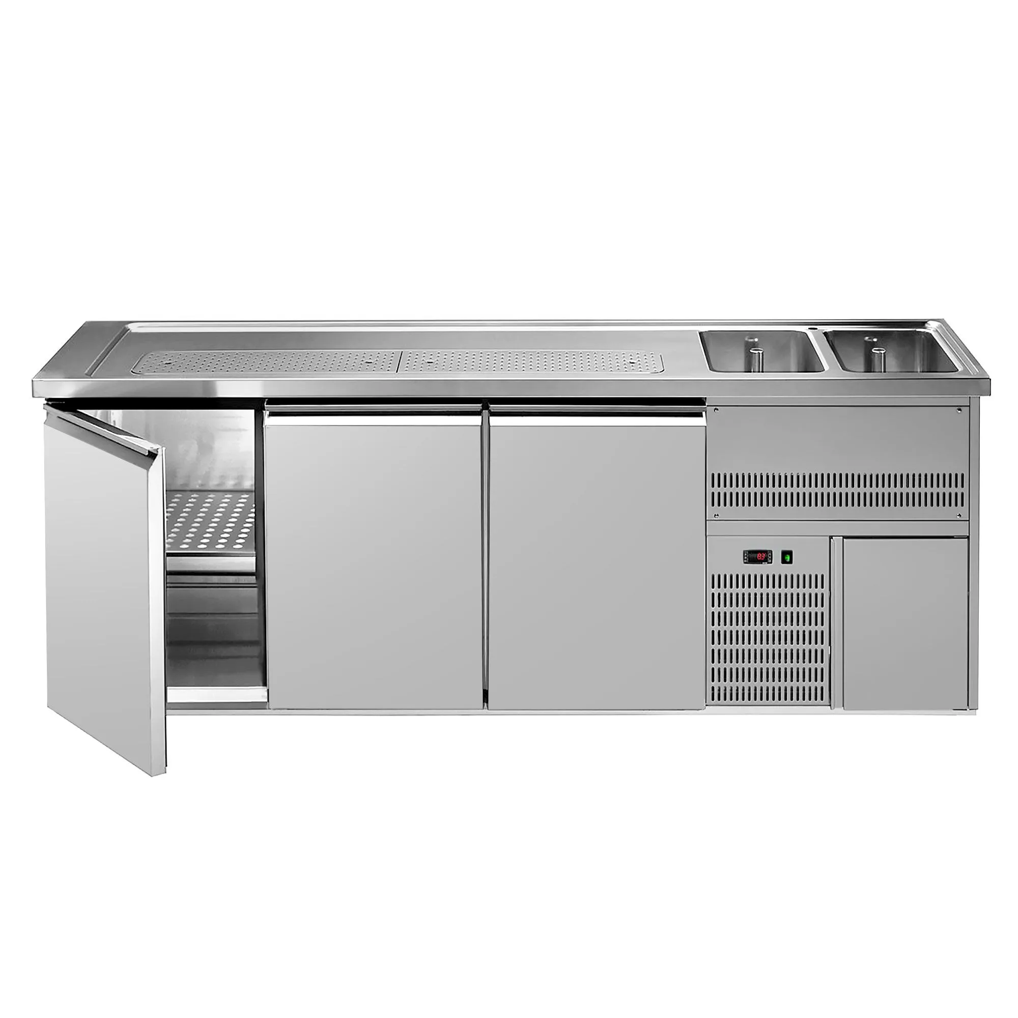 Пивной прилавок 2,5 x 0,7 м-с 3 дверцами GGM Gastro BRA257N#3#ETA 1