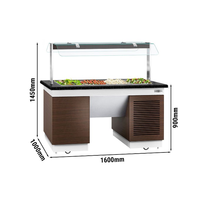 Салат - бар охлаждаемый  1,6 x 1,0 м - 4 х GN 1/1 GGM Gastro KPIN119 0