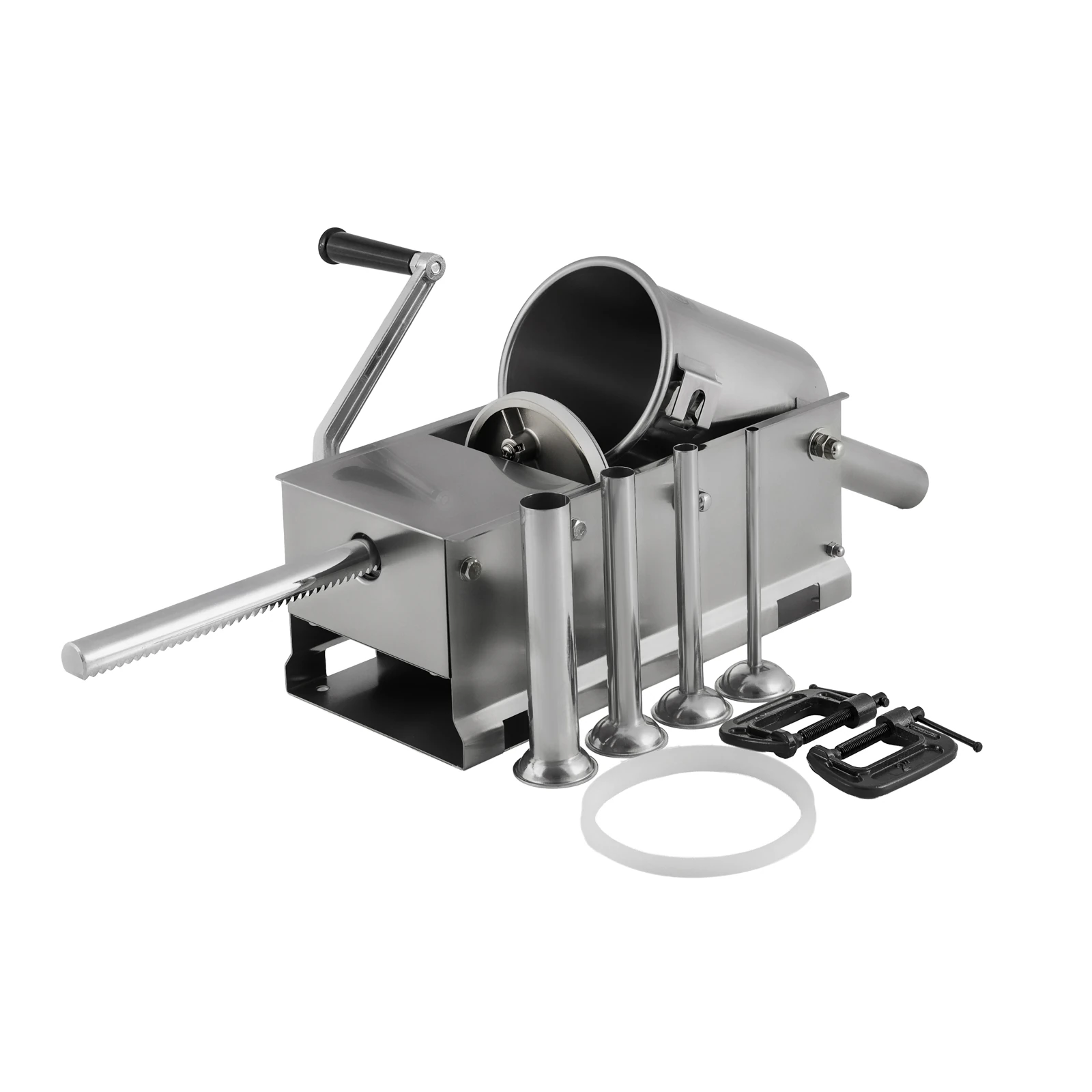Шприц колбасный ZUVER Stuffer Horizontal 3 (SH-3) корпус нержавеющая сталь S/S201 (премиальная марка), крепкие шестерни, 2 скорости, 5 насадок, 2 уплотнительных кольца 1