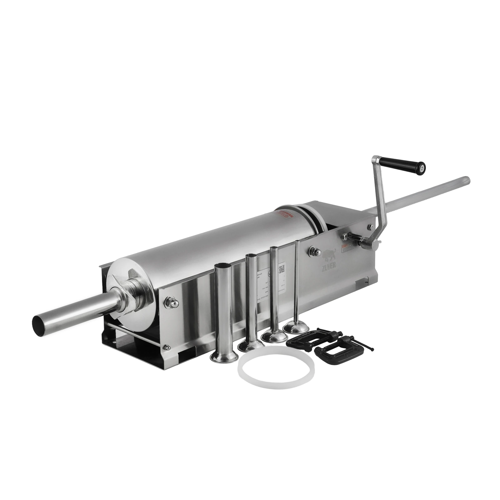 Шприц колбасный ZUVER Stuffer Horizontal 7 (SH-7) корпус нержавеющая сталь S/S201 (премиальная марка), крепкие шестерни, 2 скорости, 5 насадок, 2 уплотнительных кольца new 0