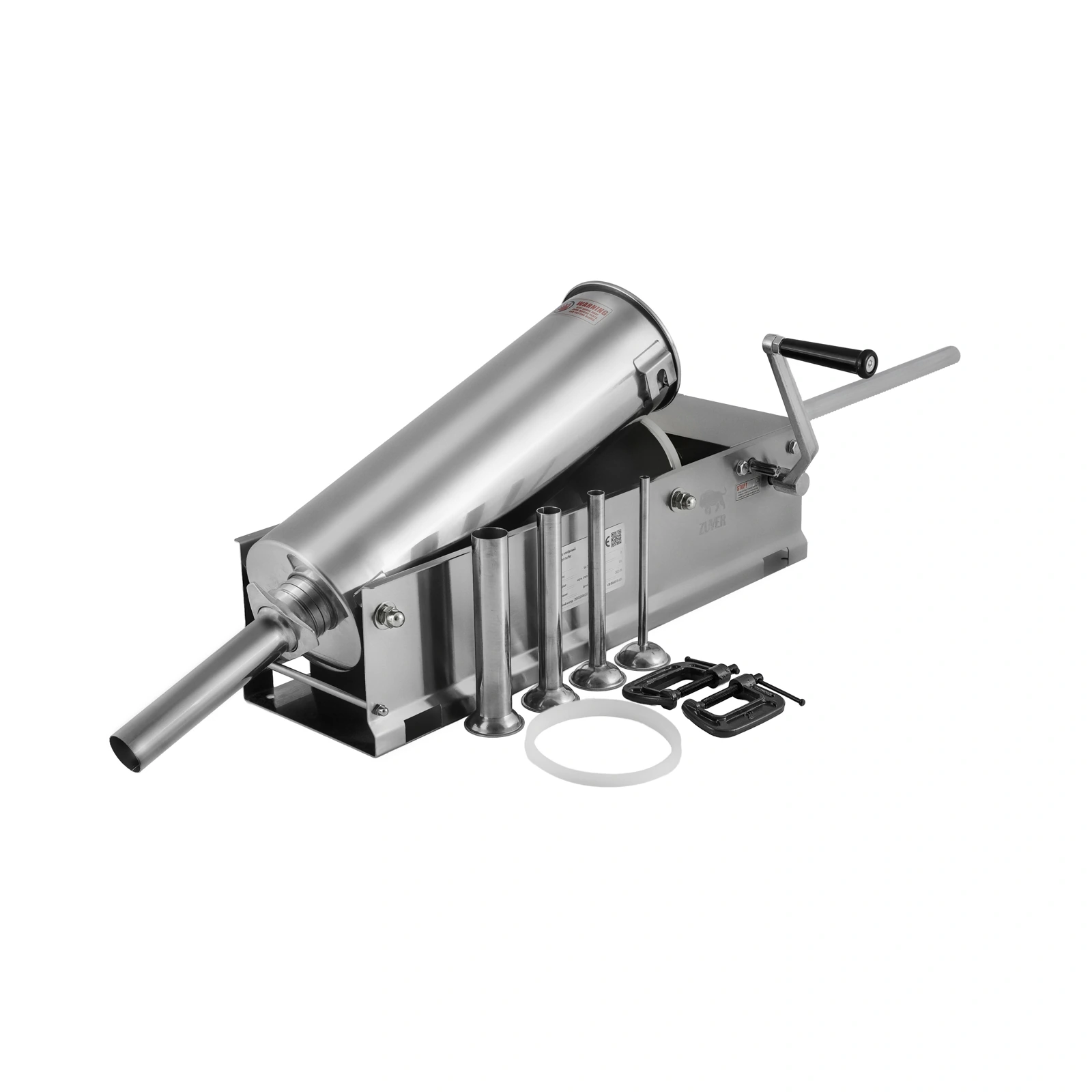 Шприц колбасный ZUVER Stuffer Horizontal 7 (SH-7) корпус нержавеющая сталь S/S201 (премиальная марка), крепкие шестерни, 2 скорости, 5 насадок, 2 уплотнительных кольца new 1