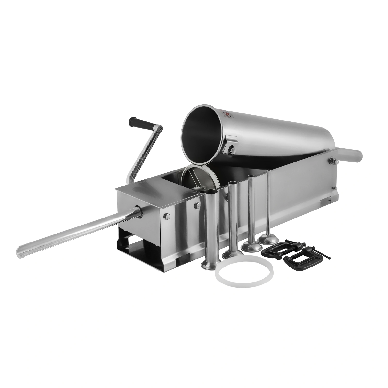 Шприц колбасный ZUVER Stuffer Horizontal 7 (SH-7) корпус нержавеющая сталь S/S201 (премиальная марка), крепкие шестерни, 2 скорости, 5 насадок, 2 уплотнительных кольца new 2