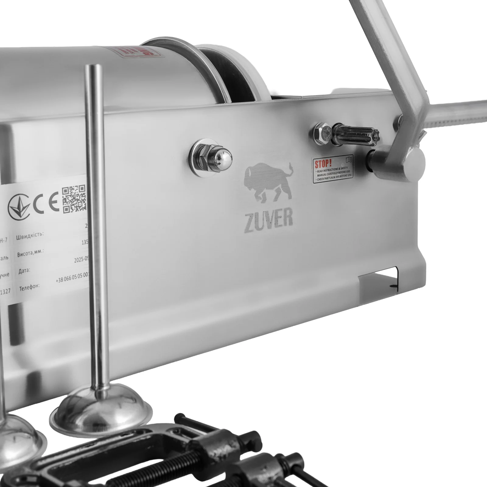 Шприц колбасный ZUVER Stuffer Horizontal 7 (SH-7) корпус нержавеющая сталь S/S201 (премиальная марка), крепкие шестерни, 2 скорости, 5 насадок, 2 уплотнительных кольца new 3