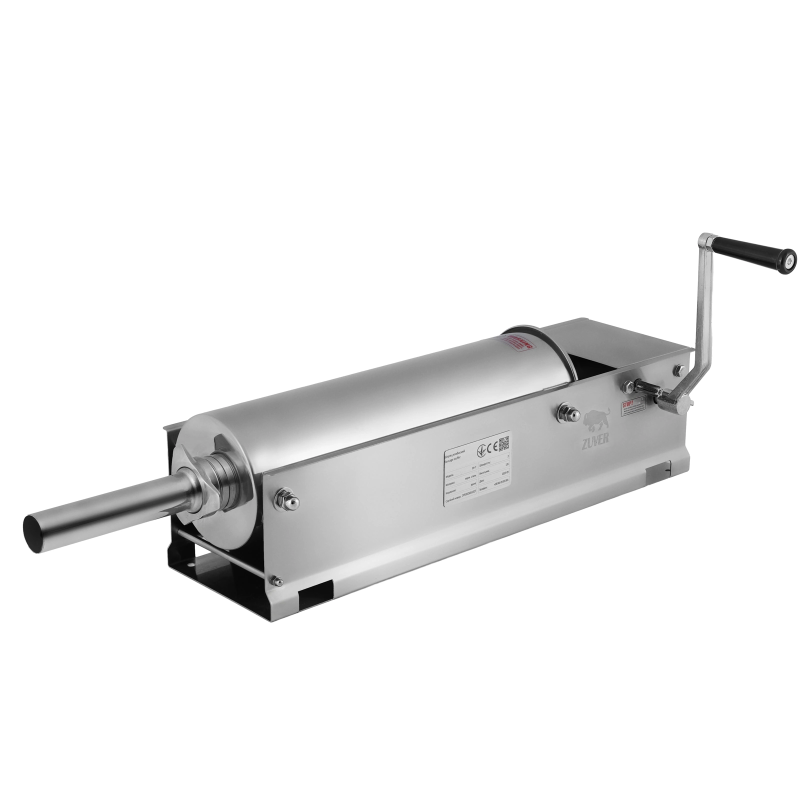 Шприц колбасный ZUVER Stuffer Horizontal 7 (SH-7) корпус нержавеющая сталь S/S201 (премиальная марка), крепкие шестерни, 2 скорости, 5 насадок, 2 уплотнительных кольца new 4