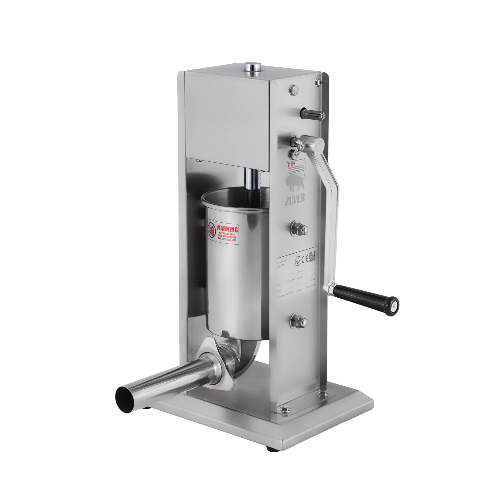 Шприц ковбасний ZUVER Stuffer Vertical 3 (SV-3) корпус нержавіюча сталь S/S201 (преміальна марка), міцні шестерні, 2 швидкості, 5 насадок, 2 ущільнювальні кільця 1