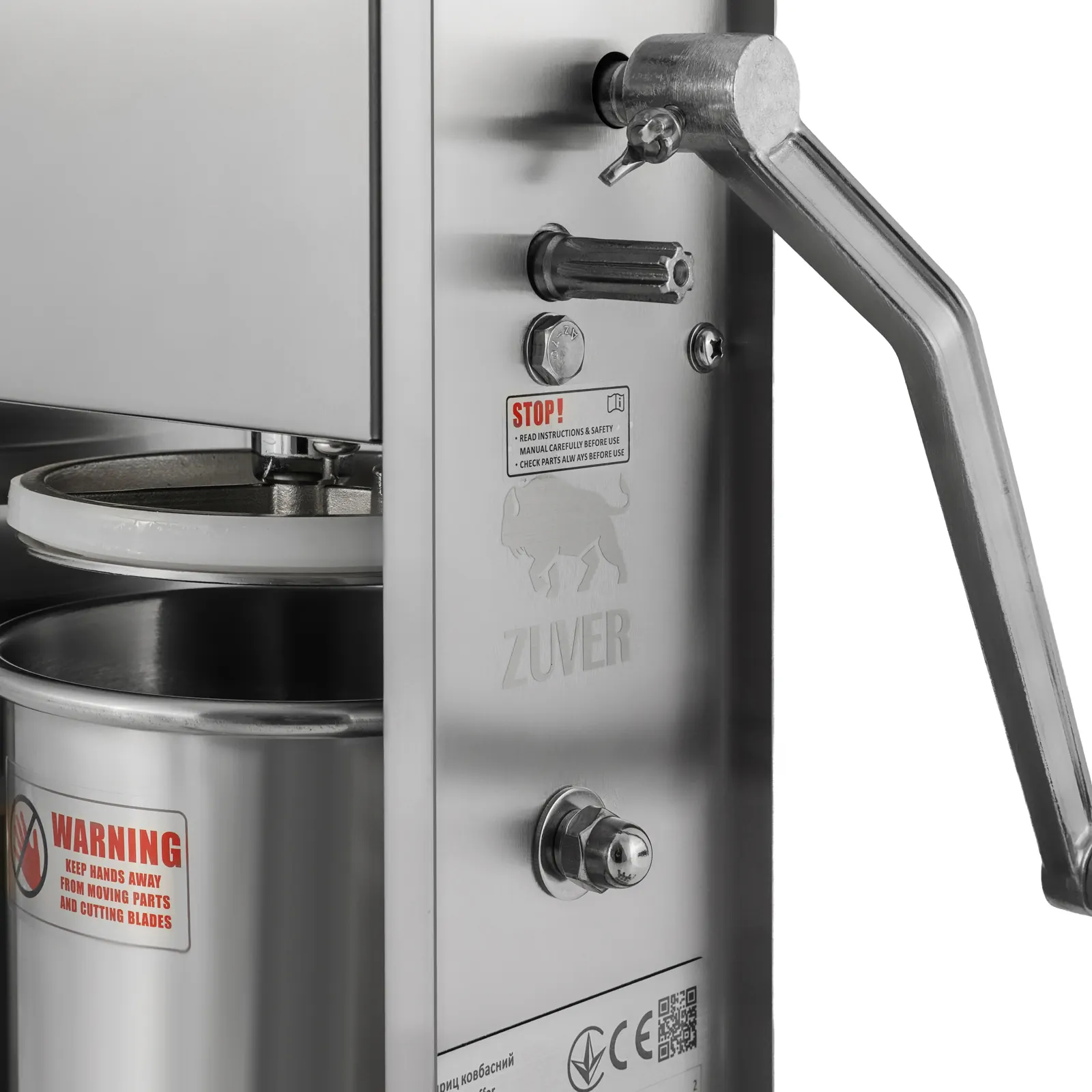 Шприц ковбасний ZUVER Stuffer Vertical 3 (SV-3) корпус нержавіюча сталь S/S201 (преміальна марка), міцні шестерні, 2 швидкості, 5 насадок, 2 ущільнювальні кільця 4