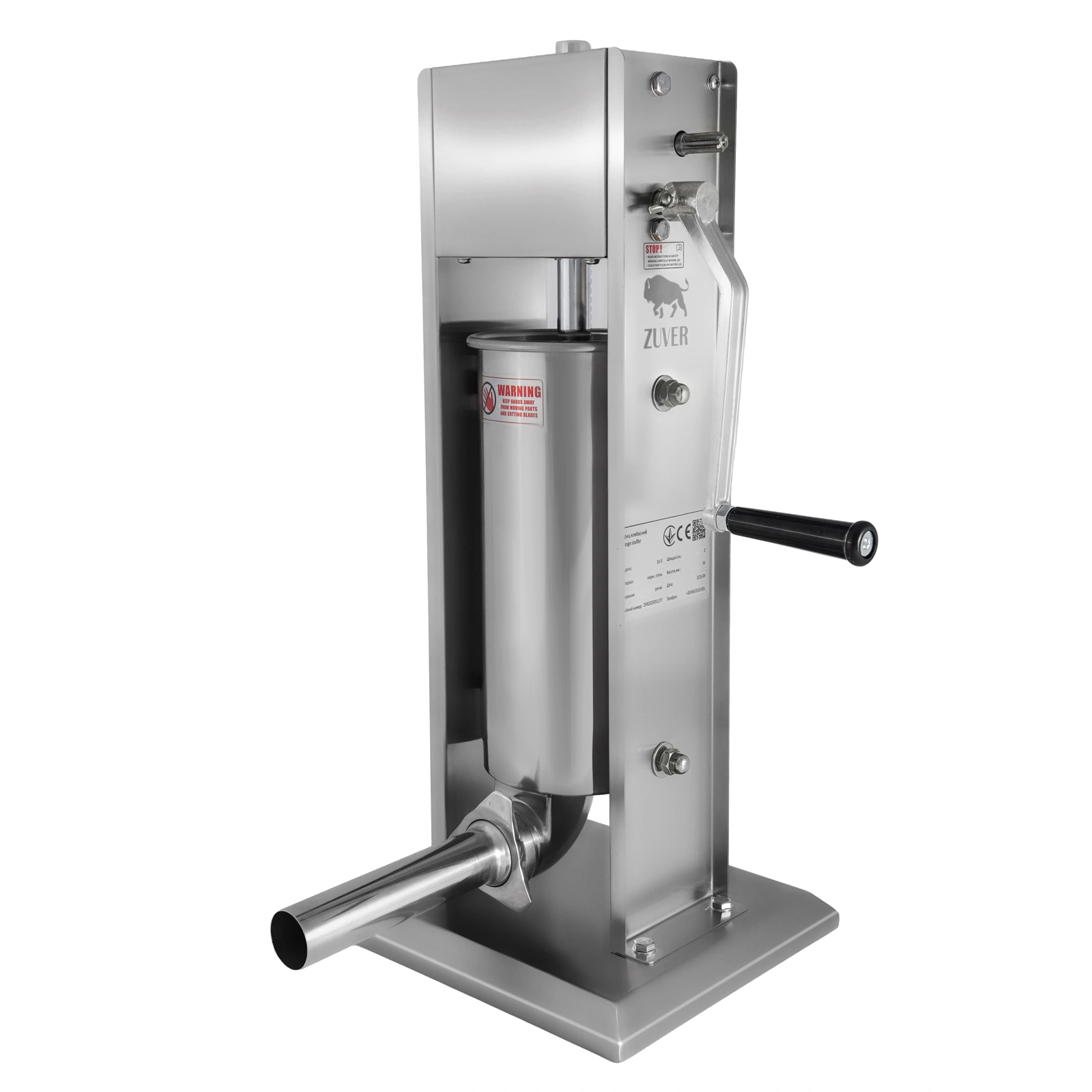 Шприц колбасный ZUVER Stuffer Vertical 5 (SV-5) корпус нержавеющая сталь S/S201 (премиальная марка), крепкие шестерни, 2 скорости, 5 насадок, 2 уплотнительных кольца new 3
