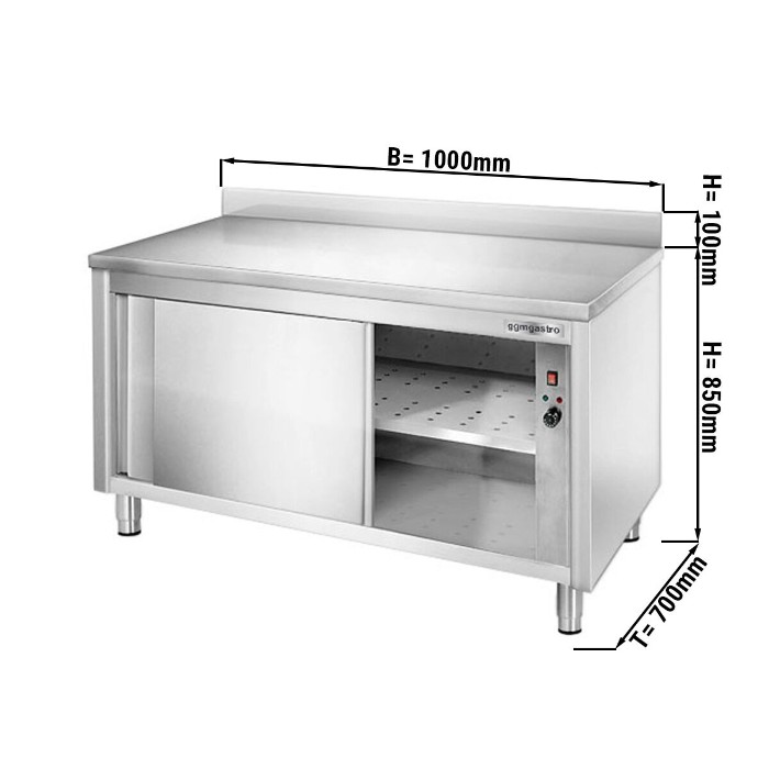 Стол тепловой с бортом PREMIUM 1,0 м  GGM Gastro WSR107A 0