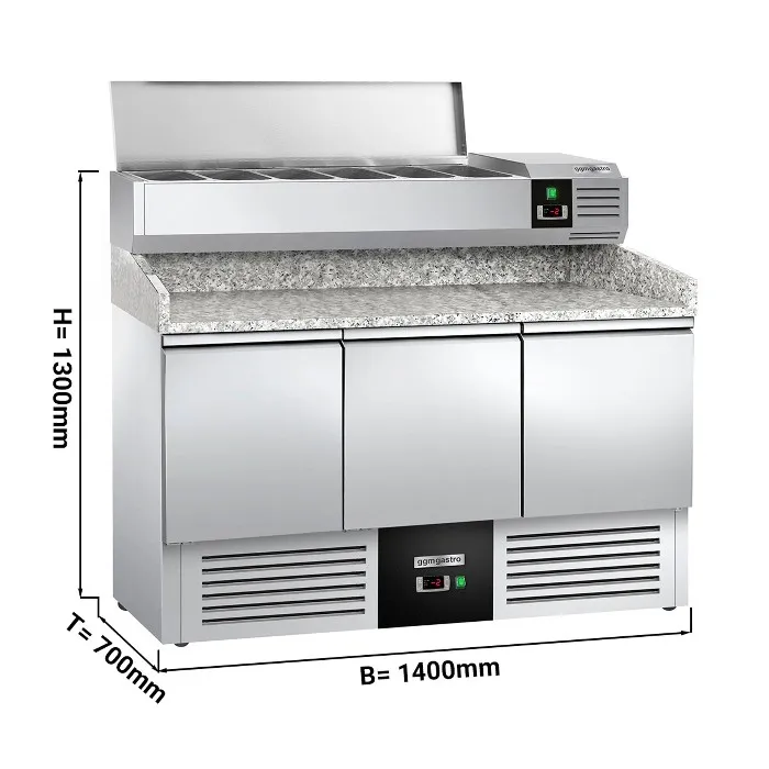 Холодильний стіл для піци з вітриною PREMIUM 1,4 x 0,7 м GGM Gastro POG147ND#AGG143END