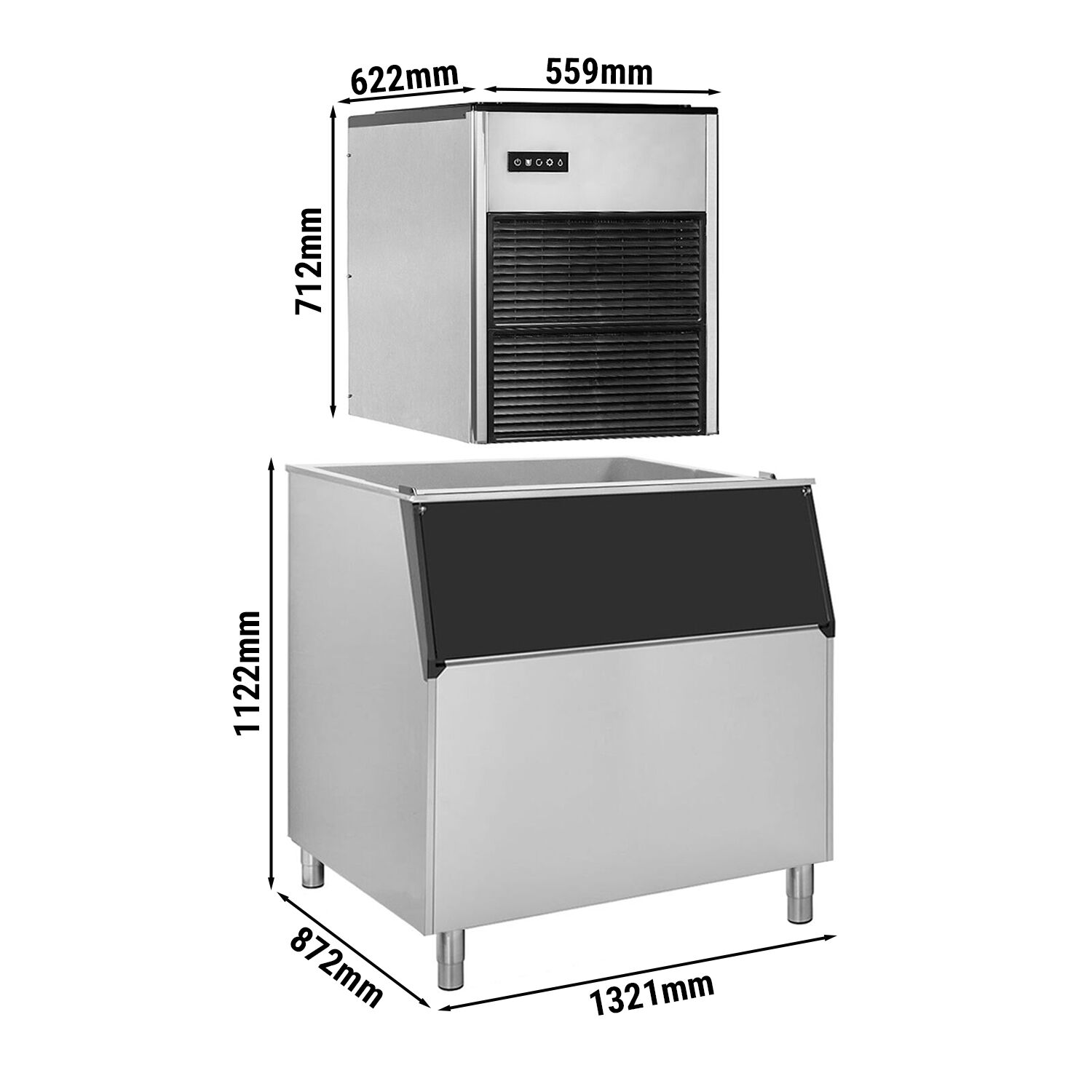 Льдогенератор - 335 кг/ 24 ч GGM Gastro EWMI335#EVI500F