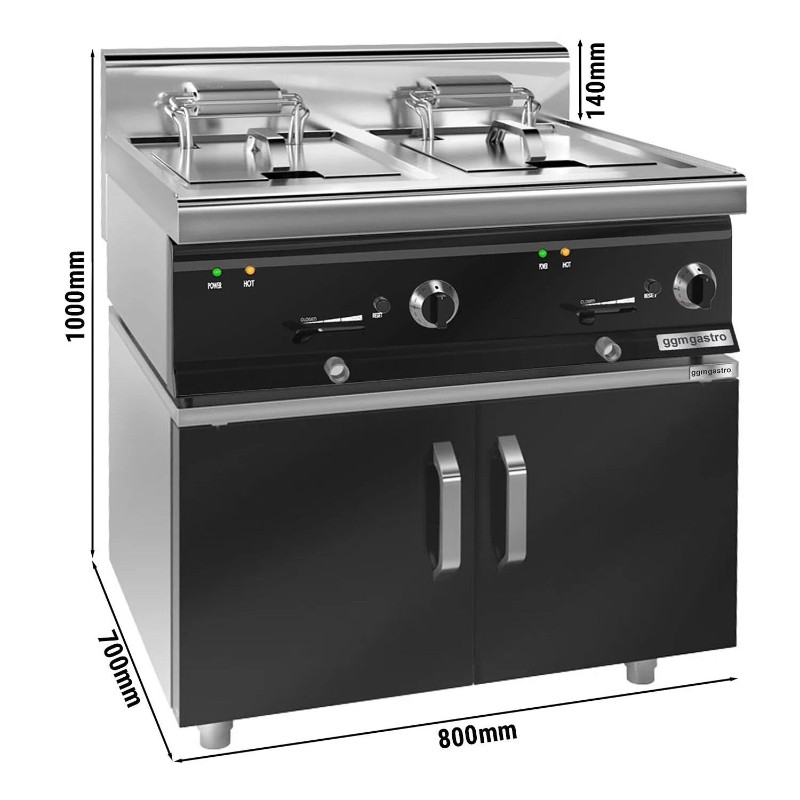 Фритюрница электрическая с подставкой GGM Gastro EFK873H-10+10N#GK866T