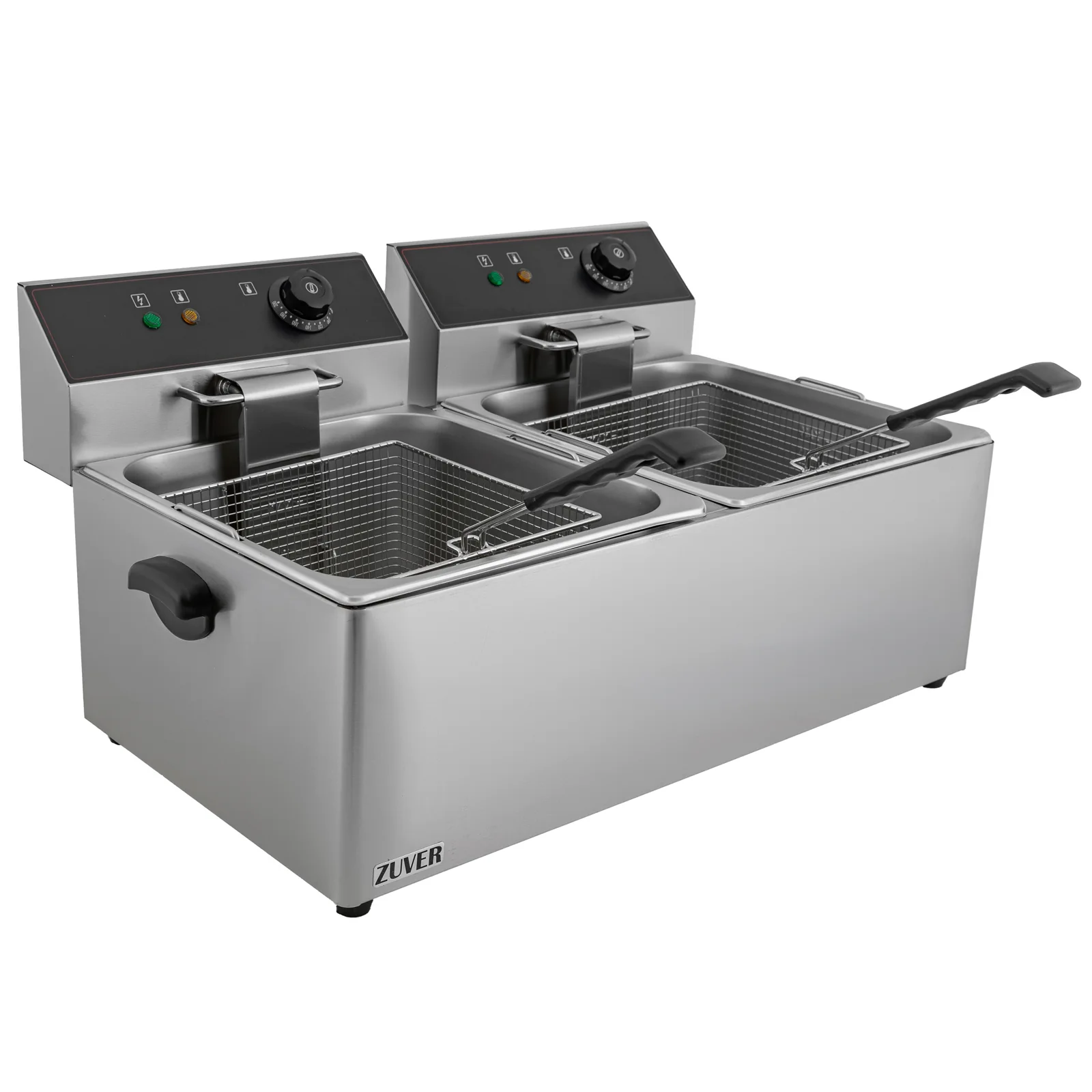 Фритюрница профессиональная двухпостовая ZUVER Bavaria 2X11 Handle с ручками в гастроемкостях и корпусе 7000W с защитой от перегрева