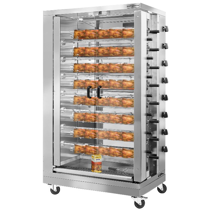 Газовий гриль для курей - 47,2 кВт - з 15 рожнами для приготування 90 тушок курки GGM Gastro GM1590F