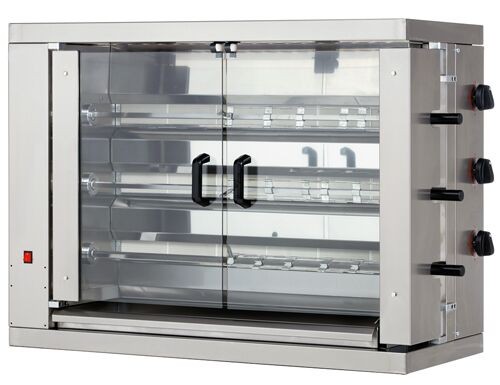 Газовий гриль для курей ECO - 16 кВт - з 3 рожнами для приготування 18 тушок курки GGM Gastro GM318E-B