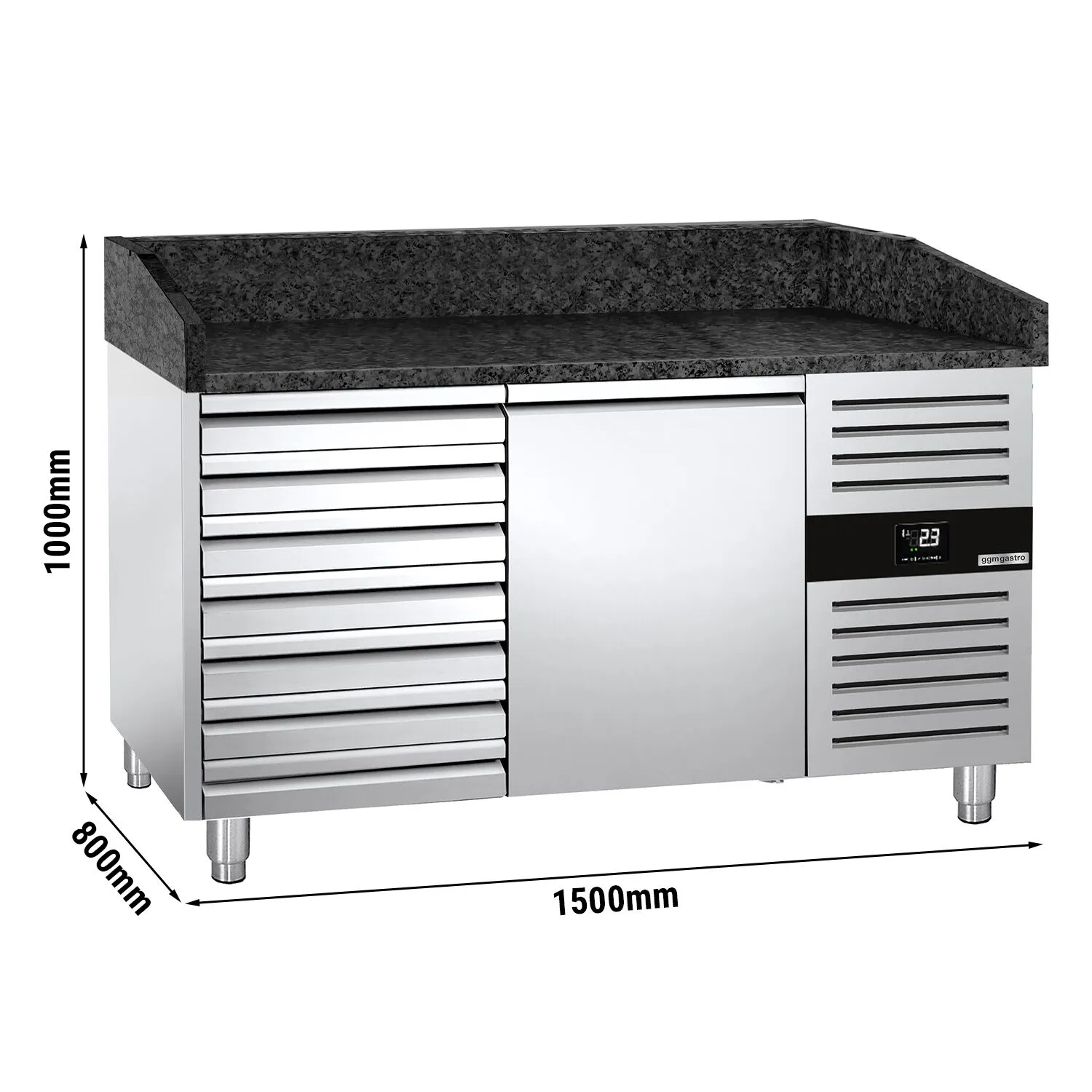 Холодильный стол для пиццы PREMIUM 1,5 x 0,8 m GGM Gastro POS158SSG