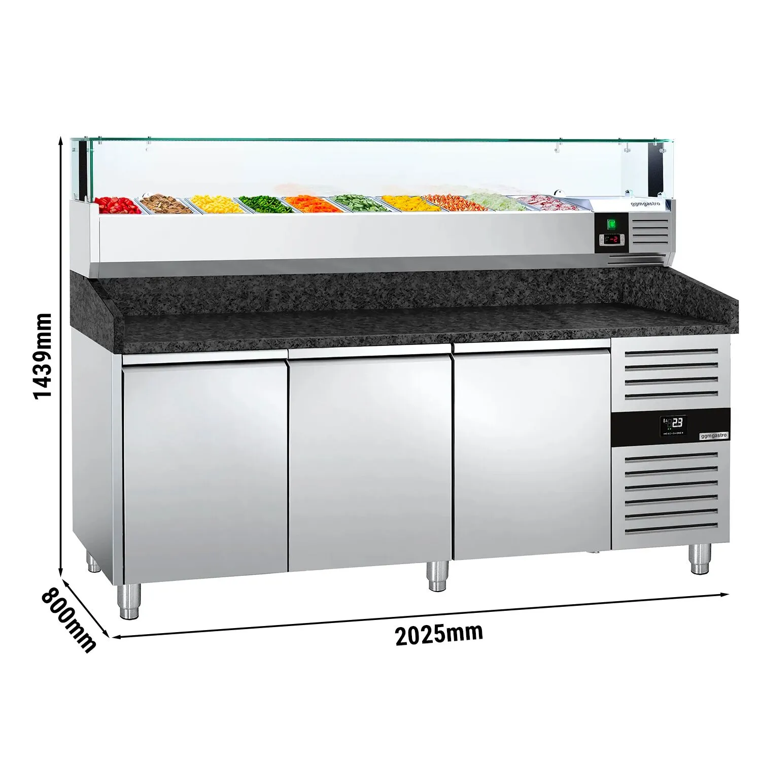 Холодильный стол для пиццы PREMIUM GGM Gastro POS208SG#AGS203LND