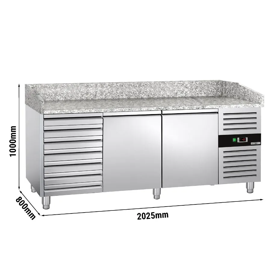 Холодильный стол с бортом для пиццы PREMIUM - 2,0 x 0,8 m GGM Gastro POS208SND