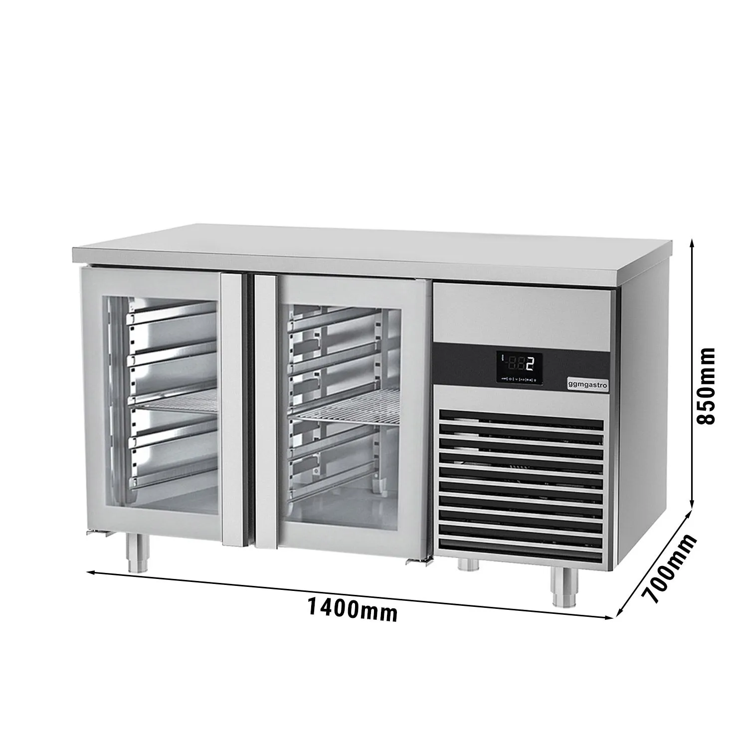 Холодильный стол PREMIUM - 1,4 x 0,7 м - 2 стекл.двери GGM Gastro KTF147ND-EF#2G