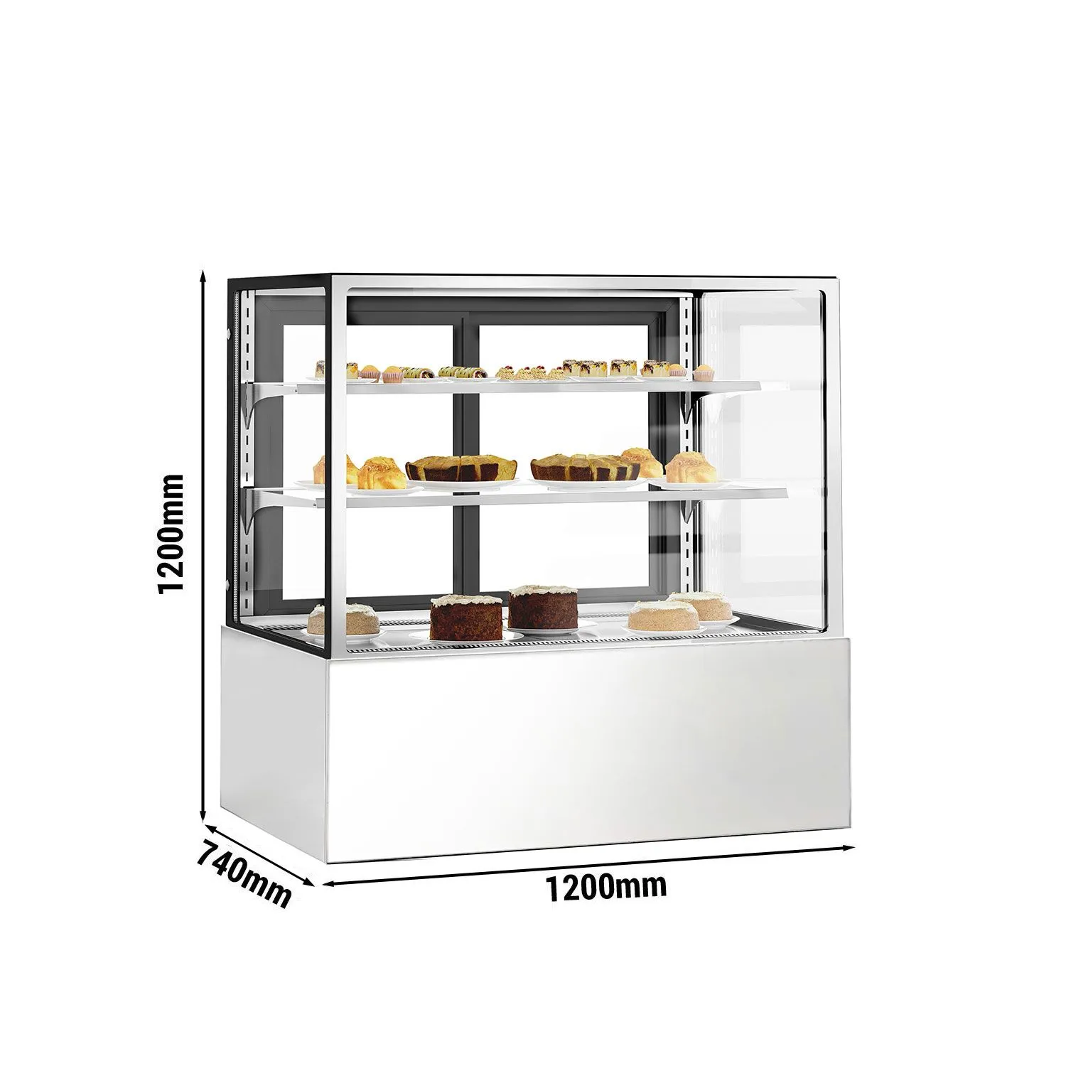 Витрина кондитерская 1,2 m - 2 полки - прямое стекло (LED) GGM Gastro KTH12712A