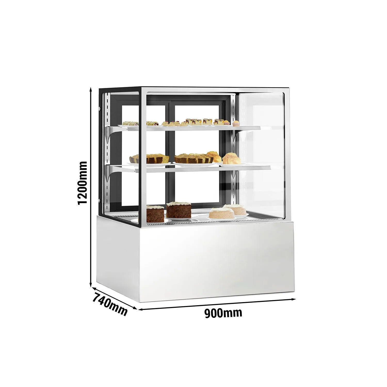 Витрина для кондитерских изделий 0,9 м - 2 полки LED GGM Gastro KTH9712A