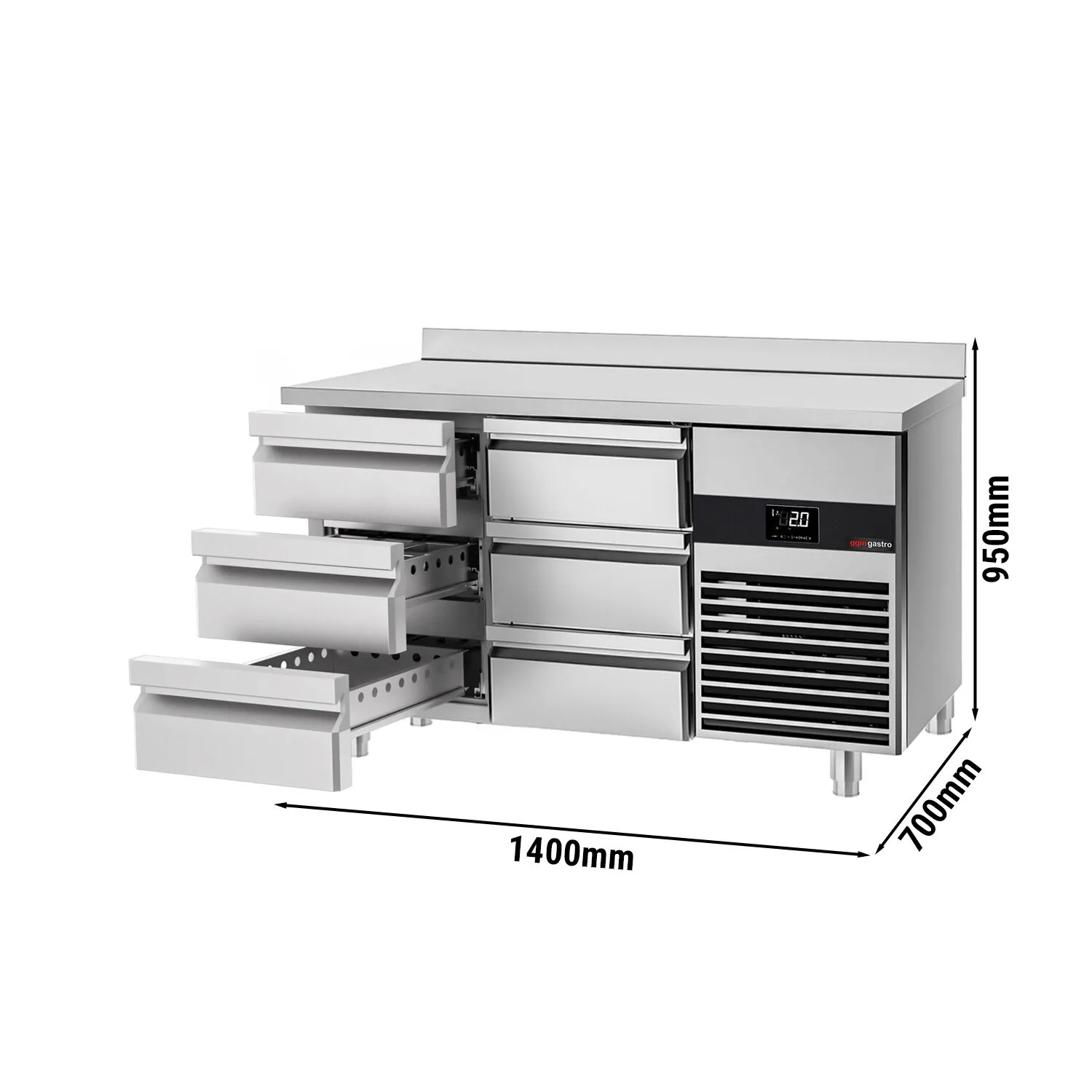 Холодильный стол PREMIUM  1.4 x 0.7 m GGM Gastro KTF147AND-EF#6S
