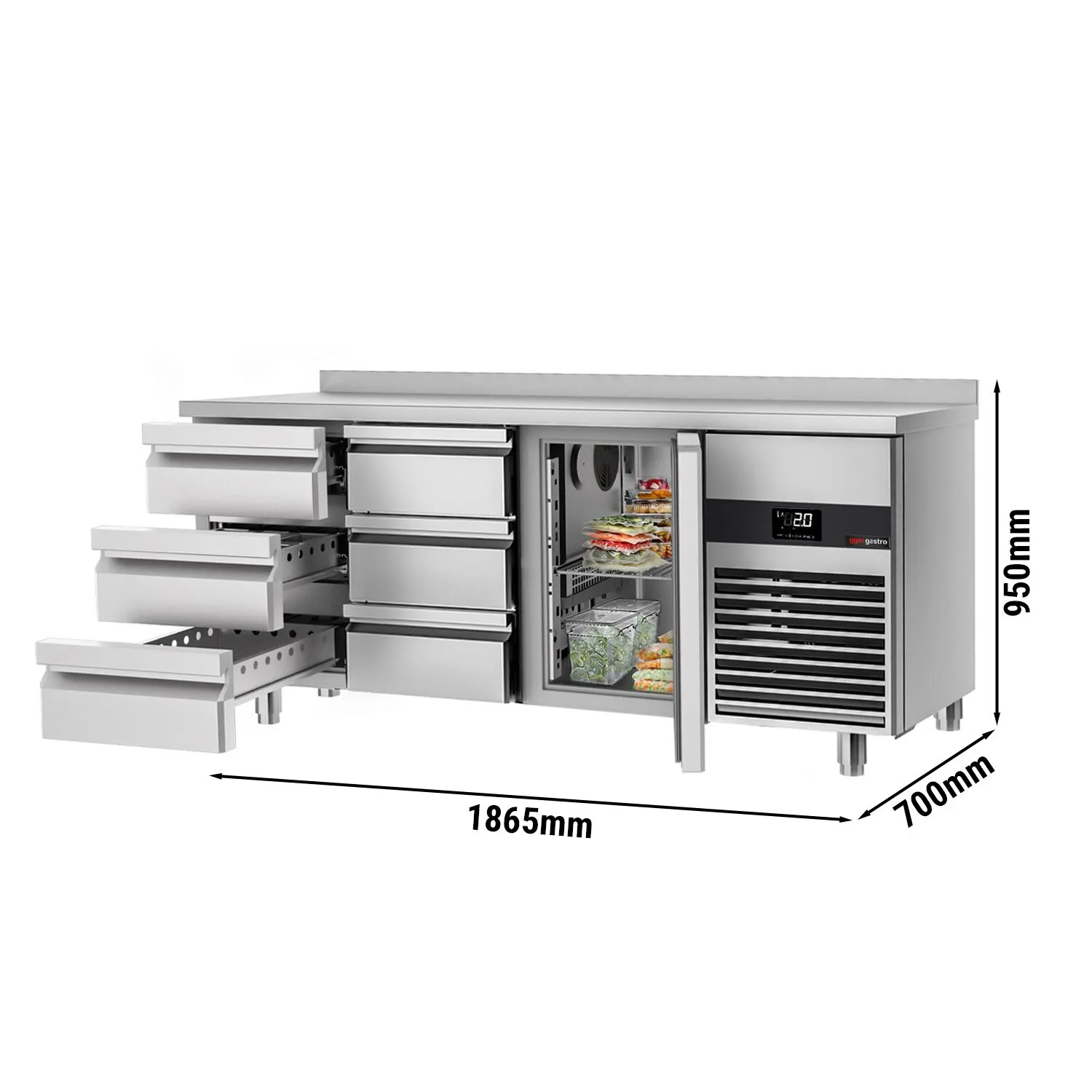 Холодильный стол PREMIUM - 1.86 x 0.7 m GGM Gastro KTF187AND-EF#1T#6S