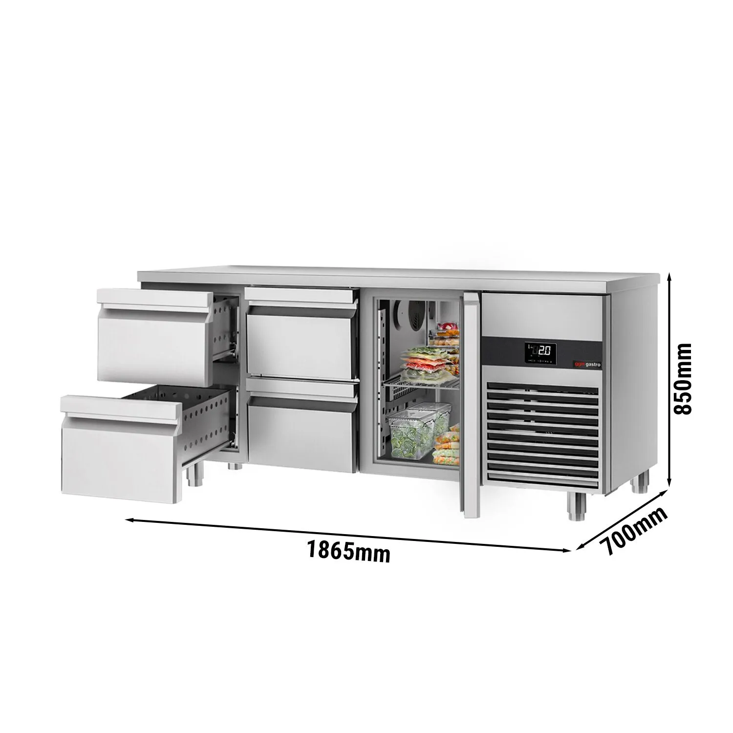 Холодильный стол PREMIUM - 1.86 x 0.7 m GGM Gastro KTF187ND-EF#1T#4S