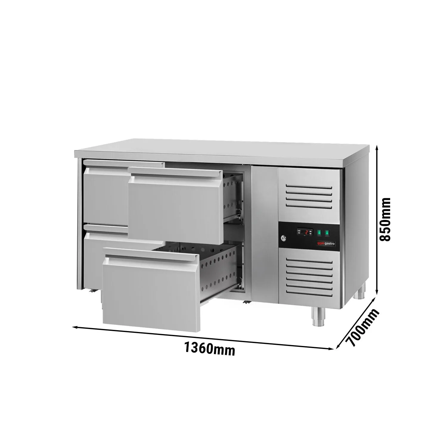 Холодильний стіл ЕСО- 1,36 x 0,7 m 2 двері GGM Gastro KTS147ND#4S