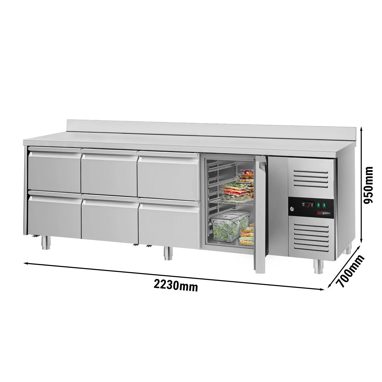 Холодильний стіл PREMIUM - 2,2 x 0,7 m 6 висув.секції GGM Gastro KTS227AND#1T#6S