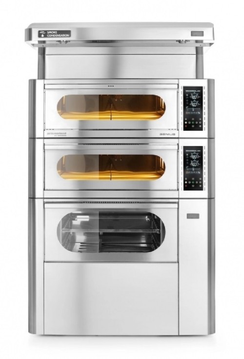 Конвекційна піч для піци Hendi 1F201500 Primafood Genius 44 з конденсаційною витяжкою та ростовою камерою, цифровим керуванням, Prismafood, 400V/8300W, 1290x1160x(H)2110mm