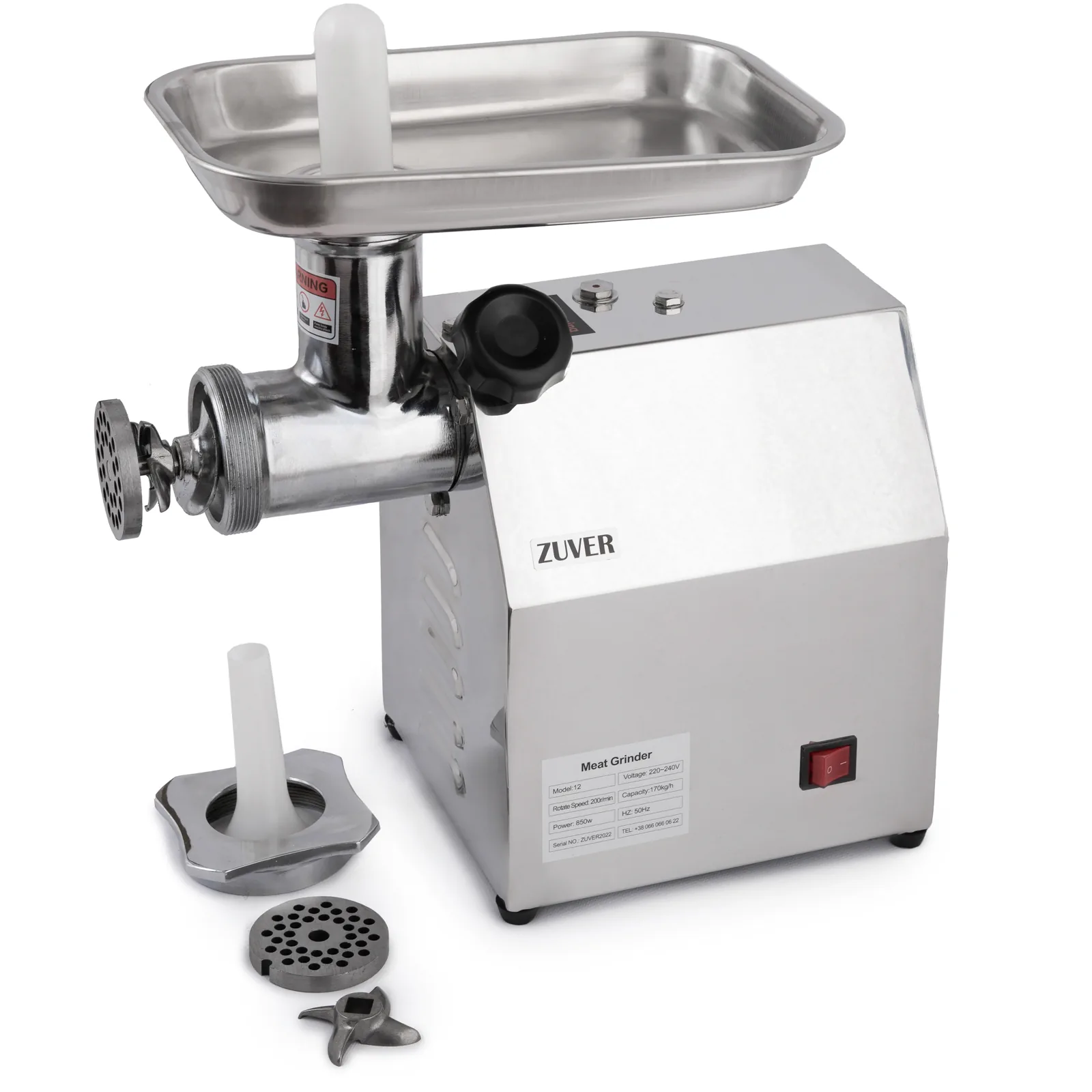 Мясорубка профессиональная ZUVER Grinder Profi Budget 850W мотор алюминий горловина из стали