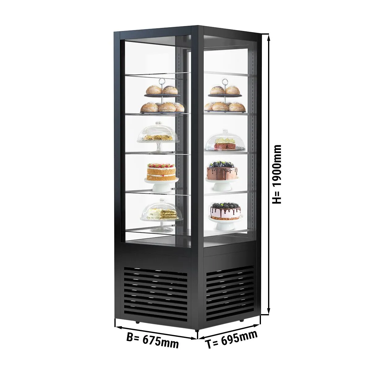 Панорамная витрина - объем: 550 л, 5 стекл.полок  GGM Gastro PVH550S3N