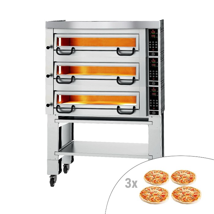 Печь для пиццы, 4+4+4 х 34 см, 3 камеры GGM Gastro 3#POP434E#HP4#UG4