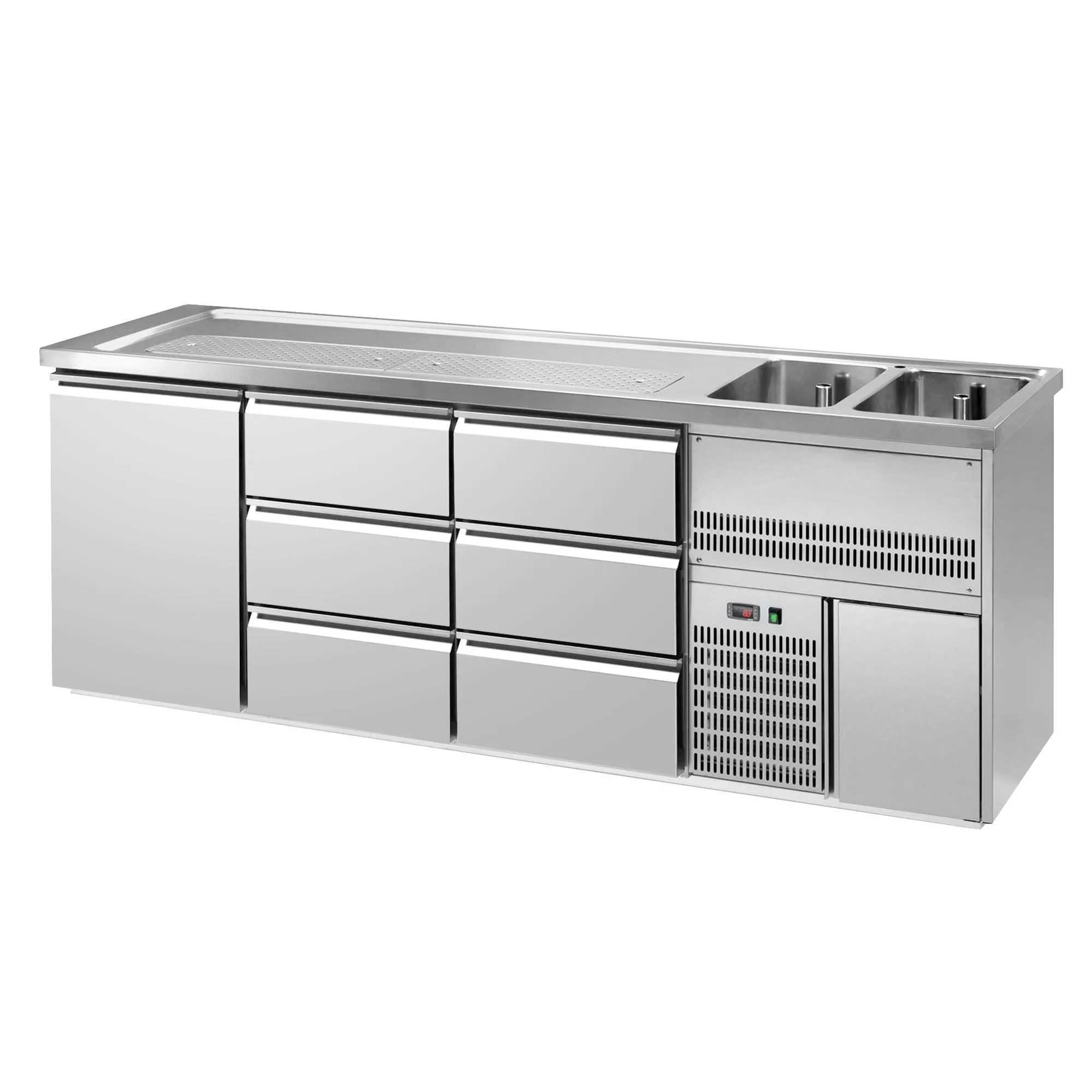 Пивной прилавок 2,5 x 0,7 м - с 1 дверцей с 6 выдвижными секциями 1/3  GGM Gastro BRA257N#ETA#2#SBA1313