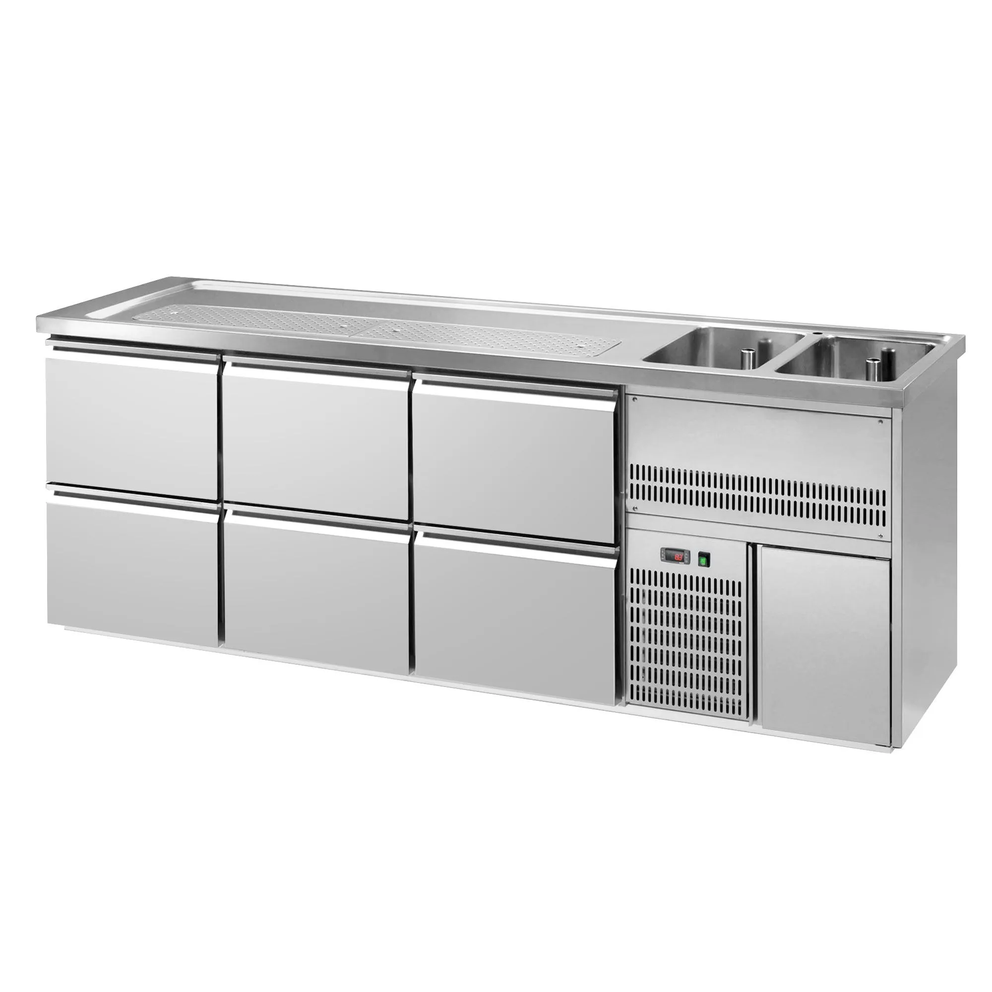 Пивной прилавок 2,5 x 0,7 м-с 6 выдвижными секциями 1/2 GGM Gastro BRA257N#3#SBA1212