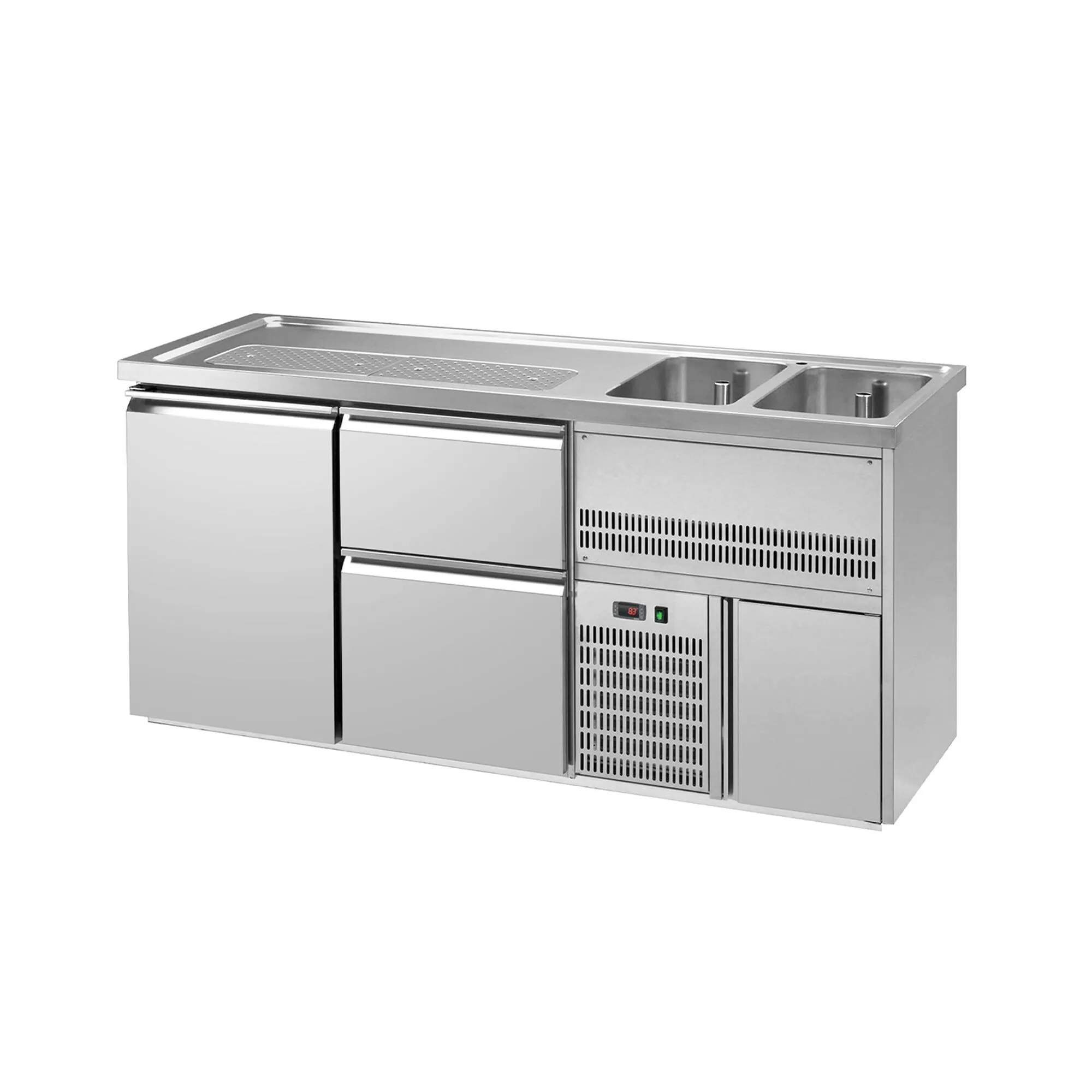 Пивной прилавок 1,95 x 0,7 м - с 1 дверцей с 2 выдвижными секциями 2/5+3/5 GGM Gastro BRA207N#ETA#SBA2535
