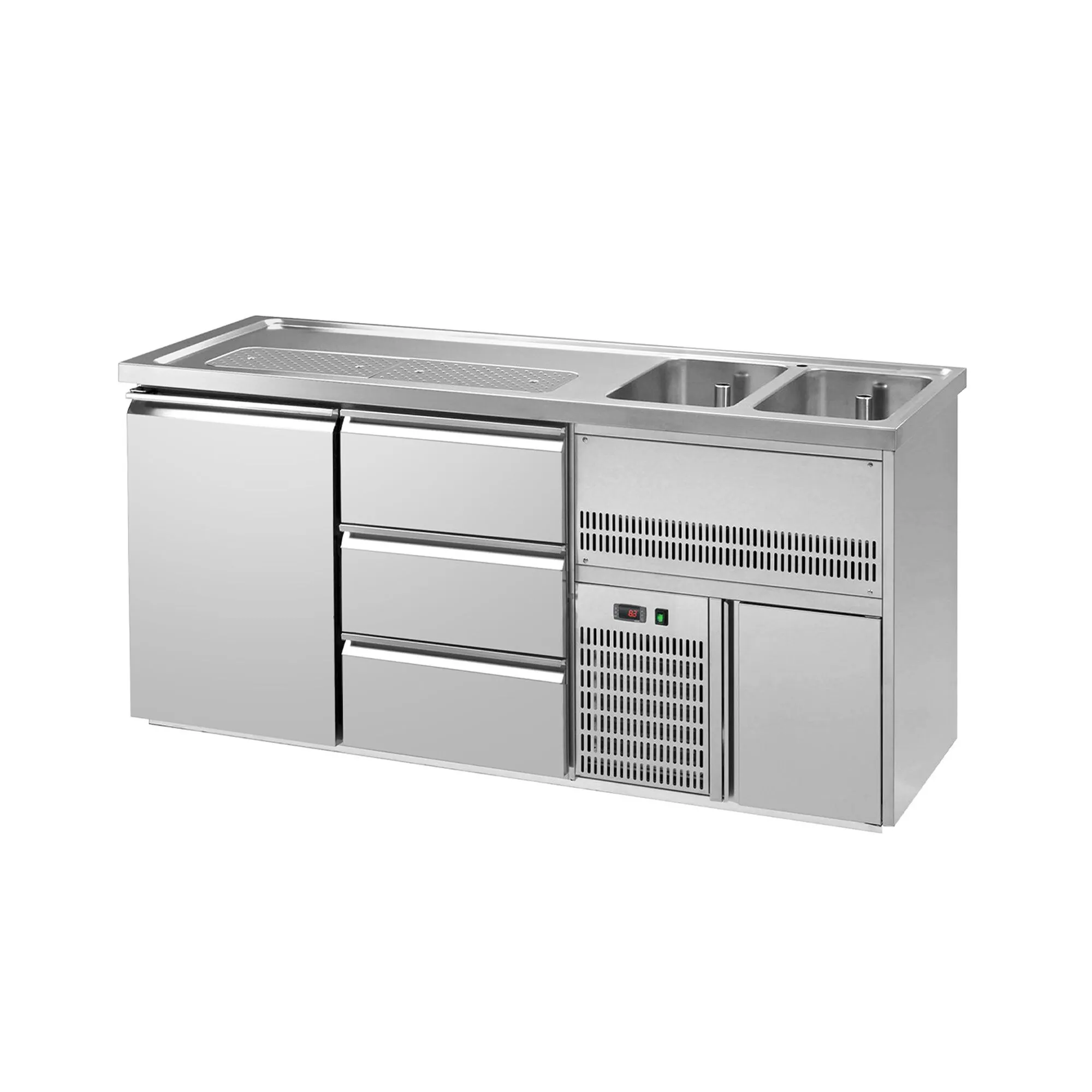Пивной прилавок 1,95 x 0,7 м - с 1 дверцей с 3 выдвижными секциями 1/3  GGM Gastro BRA207N#ETA#SBA1313