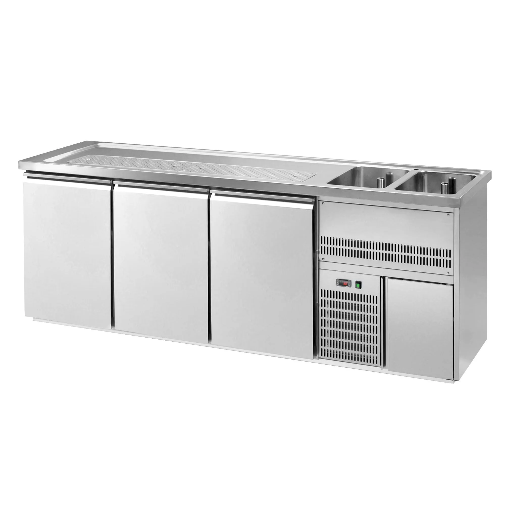 Пивний прилавок 2,5 x 0,7 м - з 3 дверцятами GGM Gastro BRA257N#3#ETA